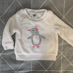 Carter's White Penguin Fuzzy Sweater